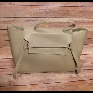 Italian Leather Handbag in Dove Gray
